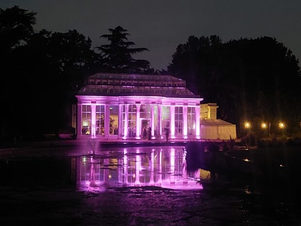 The Orangery lit up at night